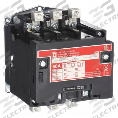 SQUARE D Lighting Magnetic Contactor: 3 Poles, 120V AC - Electrically Held Lighting Contactors