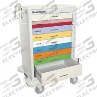 LAKESIDE Medical Procedure Cart: Steel, (2) Swivel/(2) Swivel with Brake, Gray, Varied, 9 Drawers (MPN SP-930-IB-PED). Key specifications — Material: Steel; Drawer Color: Varied; Brand: LAKESIDE; Caster/Wheel Configuration: (2) Swivel; Cabinet Color: Gray.