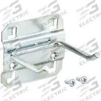 APPROVED VENDOR Double Rod Pegboard Hook: 2 1/2 in x 2 1/4 in, Screw-In, Surface, Silver (MPN 6YB95). Key specifications — Mounting Type: Surface; Finish: Zinc-Plated; Color: Silver; Accessory Type: 30-Degree Double Rod Hook; Locking System: Screw-In; Brand: APPROVED VENDOR.