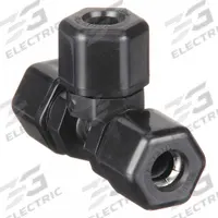 PARKER Compression Tee Fitting: 5/8 in OD x 3/8 in OD x 5/8 in OD Size, Polypropylene (MPN P10TU6). Key specifications — Standards: FDA Approved; Brand: PARKER.