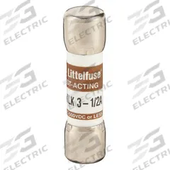 LITTELFUSE Fuse: KLK Series, Midget, Fast-Acting, 3.5 A, 600 V AC, 500 V DC, 13/32 in x 1 1/2 in (MPN KLK03.5). Key specifications — attr1287209: KLK; attr211192: LITTELFUSE.