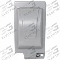 LEVITON While In Use Weatherproof Cover: 1 Gangs, Vertical, Aluminum, Gray, 3R, 3 5/16 in Overall Dp (MPN IUM1V-GY). Key specifications — Brand: LEVITON; Color: Gray; Cover Material: Aluminum; For Electrical Component Type: Single; Mounting Orientation: Vertical.