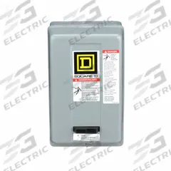 SQUARE D Magnetic Motor Starter: Non-Reversing, 3 Poles, NEMA Size 0, 18 A, 240V AC Coil (MPN 8536SBG2V03). Key specifications — Brand: SQUARE D; Coil Voltage: 220/240V AC; Phase: Three; Operator: None; Terminal Connection Type: Screw Clamp Terminals; Includes Pilot Light: No; Operator Controls: None; Auxiliary Contacts Included: No Auxiliary Contacts Included.