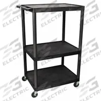 LUXOR Media Cart: Black, 54 1/4 in Overall Ht, 32 in Overall Wd, 24 in Overall Dp, 3 Shelves (MPN LP54-B)