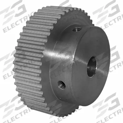 Dayton Timing Pulley: Curvilinear, Fixed, For HTD Timing Belt Section, For 9 mm Belt Wd - HTD Section Fixed-Bore Timing Pulleys with Hub