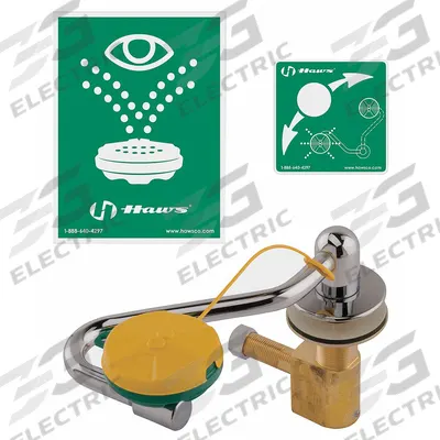 HAWS Plumbed Eyewash: Std, Eyes and Face Coverage, Swing Left/Swing Right, Center - Counter-Mount Eyewash Stations