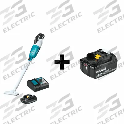 MAKITA Upright Vacuum Cleaner: 8 1/2 in Cleaning Path Wd, 49 cfm Air Flow, 2.7 lb Wt - Cordless Upright Vacuums