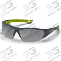 HEXARMOR Safety Glasses: Dark Gray Lens, Half-Frame, Anti-Fog/Hard Coat/Photochromic/TruShield® (MPN 11-14005-08). Key specifications — Brand: HEXARMOR; Frame Color: Charcoal/High-Visibility Yellow; Lens Color: Dark Gray; Lens Properties: Anti-Fog / Scratch-Resistant / Photochromic.