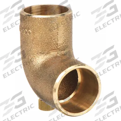 NIBCO Sweat Fitting Elbow: 1 in CTS x 1 in CTS, Cup x FTG, Vent, Bronze (MPN 705D-LF 1) - Low-Lead Cast Copper & Bronze Tube Fittings