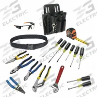 KLEIN TOOLS Electricians Tool Kit: 16 Total Pcs, Tool Pouch, 11 - 19 Pieces Range (MPN 80118). Key specifications — attr646319: Sockets Not Included; attr548984: (1) Wire Stripper; attr548989: (1) Tongue and Groove Pliers; attr646318: SAE; attr548987: None; attr548988: (1) Adjustable Wrench; attr548990: None; attr552361: (1) Safety Glasses.