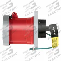 LEVITON Pin and Sleeve Receptacle: Red, 480V AC, Three Phase, 100 A, 3 Pole, 4 Wire, IEC Grounding (MPN 4100R7WLEV). Key specifications — Brand: LEVITON.