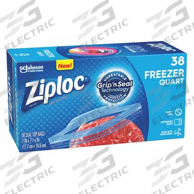ZIPLOC Reclosable Bag: 2.6 mil Thick, 7 in Wd, 7 1/2 in Lg, Hang Hole Not Included - Single-Zip Reclosable Poly Bags