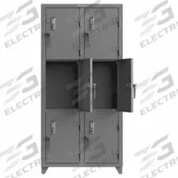 STRONG HOLD Locker: 36 in x 18 in x 75 in, 3 Tiers, 2 Units Wide, 6 Lockers, 18 in x 24 in, Steel (MPN 36-6D-18-3T-EK-L). Key specifications — Mounting Style: Surface; Brand: STRONG HOLD; Handle Type: Swing; Locker Color: Gray; Mounting Location: Freestanding; Locker Material: Steel; Frame Assembled: Assembled; Lock Type: Electronic Keypad.