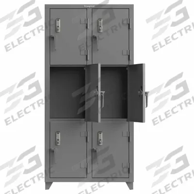STRONG HOLD Locker: 36 in x 18 in x 75 in, 3 Tiers, 2 Units Wide, 6 Lockers, 18 in x 24 in - Wiring-Ready Full-Height Metal Mobile-Device Lockers