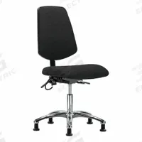 ESD Chair: Fabric, Armless, Ht Range 19 in to 24 in, 18 1/2 in Seat Wd, 17 in Seat Dp, 0 Casters (MPN BR-ESD-FDHCH-MB-CR-T0-A0-EG-ESDBLK). Key specifications — Foot Support: No; Back Tilt Backward: 13.5°; Back Tilt Forward: 10.5°; Base Material: Aluminum; Brand: APPROVED VENDOR; Product Type: ESD Chair; ESD-Safe: ESD-Safe.