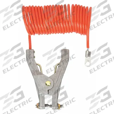 APPROVED VENDOR Coiled Grounding Wire: Hand Clamp/Terminal, 10 ft, PVC - Terminated Bonding & Grounding Wires