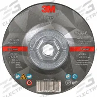 3M Depressed Center Grinding Wheel: Type 27, 5" x 1/4" x 5/8"-11, Ceramic, 36 Grit, Silver (MPN 7100245020). Key specifications — Series: Silver; Brand: 3M.