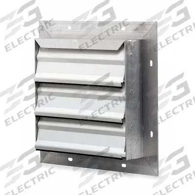 Dayton 25"H-W 5.75"L Aluminum Wall Shutter: For 20 in Fan, Single Panel, 25 in H - Wall-Mount Backdraft Dampers
