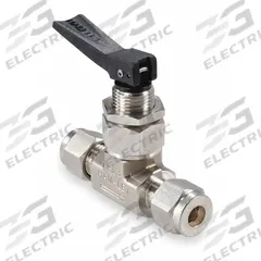 HAM-LET Manual Two-Way Ball Valve: 1/8 in Pipe Size, Brass, Let-Lok x Let-Lok, Straight Valve Body (MPN H-1200-B-L-1/8). Key specifications — Brand: HAM-LET; Handle Type: Lever.