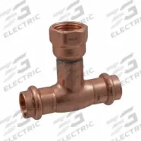 NIBCO Press Tee Fitting: Tee, 3/4 in CTS x 3/4 in CTS x 1/4 in Pipe size, Copper, EPDM O-Ring (MPN 9116503PC). Key specifications — Brand: NIBCO; Series: Press System; Broad - Material for Bullet: Copper Or Bronze; Brand - Broad: NIBCO.