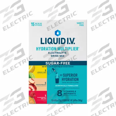 LIQUID I.V Hydration Drink Mix: Lemon Lime/White Peach/Raspberry Melon, Single-Serve - Sugar-Free Concentrates