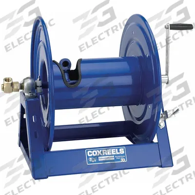 COXREELS Hand Crank Hose Reel: 100 ft (1 in I.D.), 17 1/2 in L x 43 3/4 in W x 18 3/4 in H - Standard Multipurpose Hand-Crank Hose Reels with Gooseneck