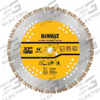 DEWALT Diamond Saw Blade: Block/Brick/Concrete, 14 in Blade Dia., 1 in Arbor Size - Concrete & Asphalt-Cutting Blades