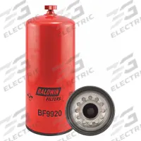 BALDWIN FILTERS Separator: Spin-On, 4 11/16 in Outside Dia, M85 x 2.0 Thread Size, Cellulose, BF9920. Key specifications — attr1137520: BF9920; attr1137521: FS1041; attr434022: BALDWIN FILTERS; attr427730: Cellulose; attr427731: Integral Gasket; attr1017112: Farm Equipment; attr1017113: New Holland.