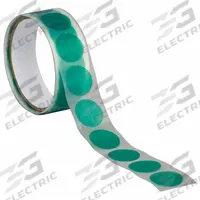 3M Film Tape: Disc, 1 1/2 in Dia, 3.2 mil Thick, Polyester Film, Silicone, Green, 100 PK (MPN 8992). Key specifications — Series: 8992.