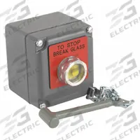 SCHNEIDER Control Station: Push Button, 0 Pilot Lights, 1NO/1NC, To Stop Break Glass, Momentary (MPN 9001KYK116). Key specifications — Brand: SCHNEIDER; Operator Legend: To Stop Break Glass; Operator Color: Yellow; Environments & Applications: Oil- & Dust-Tight; Operator Configuration Type: (1) Push Button.