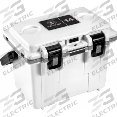 PELICAN Chest Cooler: Gray/White, 6 Cans, 14 qt Cooler Capacity - Heavy-Duty Chest Coolers