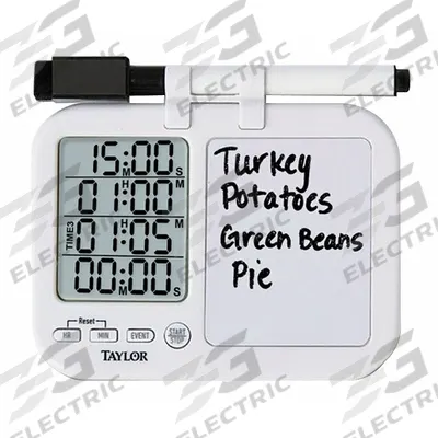 TAYLOR Digital Timer with Whiteboard: (4) Unique Alarm Tones/Memory Recall/Stand with Magnet - Digital Timers