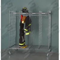GROVES Turnout Gear Storage Rack: Mobile, 2 Sides, 8 Compartments, Zinc Chromate, Chrome, 72 in Lg (MPN MDS-8/18). Key specifications — Material: Zinc Chromate; Brand: GROVES; Color: Chrome.
