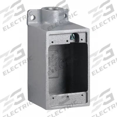 HUBBELL KILLARK Device Box: Iron, Rectangular, 1 Gangs, 1 in Hub Size, 28 cu in Capacity - Iron Weatherproof Electrical Boxes