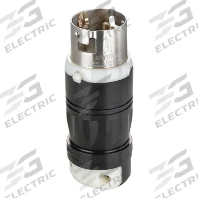 LEVITON Locking Plug: Non-NEMA, Black/White, 480V AC, 50 A, 3 Pole - General Purpose Plugs