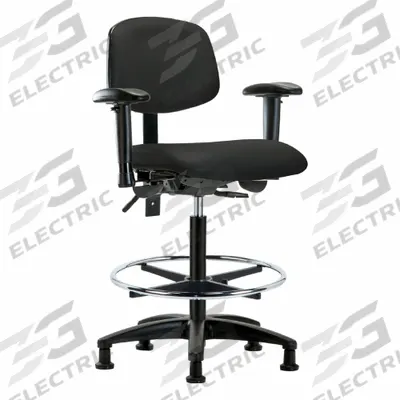 APPROVED VENDOR Ergonomic Chair: Vinyl, Arms Included, Ht Range 25 in to 34 1/2 in, 18 1/2 in Seat Wd - Vinyl Lab Chairs