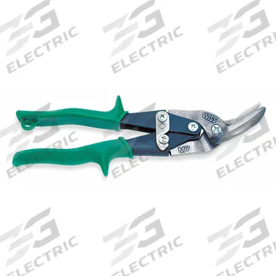 CRESCENT WISS Offset Snip: Right/Straight, 9 1/4 in Overall Lg, 1 1/4 in Cutting Lg, Steel - Offset General Purpose Metal Snips