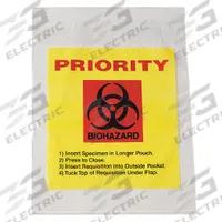 Specimen Transfer Bag: LDPE, Biohazard, 2 mil Thick, Clear, 15 in Overall Ht, Non-Sterile, 1,000 PK (MPN LAB21215YT). Key specifications — Brand: APPROVED VENDOR; Closure Type: Zipper; Product Type: Dual Pouch Specimen Bag; Manufacturer Part Number: LAB21215YT; Color: Clear; Display Sell UOM: PK; Legend: Biohazard.