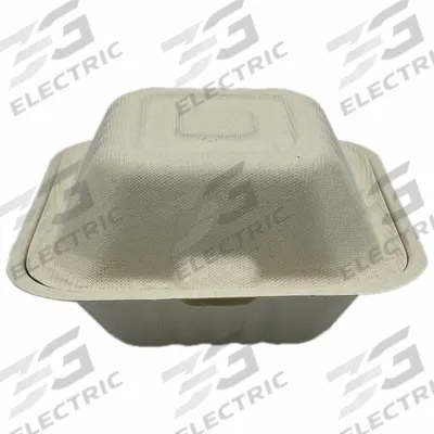 APPROVED VENDOR Disposable Carry-Out Food Container: Ivory, Hinged Lid Container Container - Hinged-Lid Molded Fiber Containers