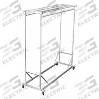 GLARO Garment Rack: Rod Design (No ) Hooks, 2 Rods, 64 in Overall Ht, 48 in Overall Wd, Aluminum (MPN 134-4SA). Key specifications — Color: Silver; Finish: Satin Aluminum; Material: Aluminum; Foot Type: Casters.