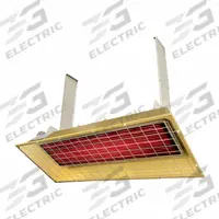 FOSTORIA Electric Infrared Heater: 6500 W Watt Output, 240V AC, 1 or 3 Phase, Hardwired, Aluminum (MPN H65-FSS-3). Key specifications — Wattage Output: 6500 W; Voltage: 240V AC; Brand: FOSTORIA; Electrical Connection: Hardwired; Element Type: Flat Panel Emitter; Housing Color: Gold; Housing Material: Aluminum; Overall Dimensions - L x W x D: 38 in x 20 in x 9-3/4 in.
