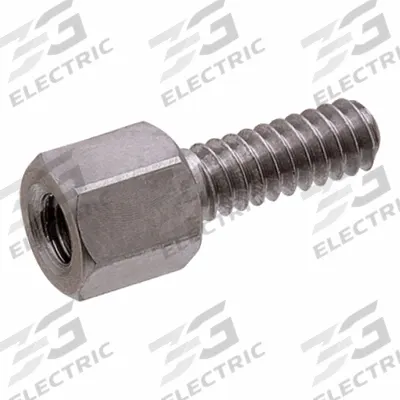 RAF ELECTRONIC HARDWARE Jack Screw: Male x Female, #4-40 Thread Sz, 9/16 in Lg, Hex, Steel, 3/16 in Hex Wd - Jack Screws