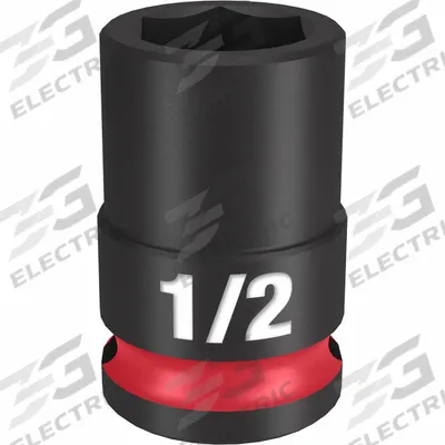 MILWAUKEE Standard Impact Socket: 3/8 in Drive Size, SAE, 1/2 in Socket Size, 6-Point - 3/8" Drive Impact Sockets