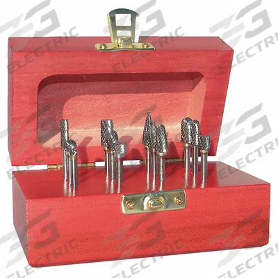 APPROVED VENDOR Carbide Bur Set: 1/4" Shank, Double Cut, 3/16" to 1/4" Head Dia - Double-Cut Carbide Bur Sets