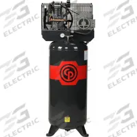 CHICAGO PNEUMATIC Stationary Air Compressor: 5 hp, 2 Stage, Vertical, 60 gal, 14.6 cfm, 175 psi (MPN RCP-4961VNS). Key specifications — attr48430: CHICAGO PNEUMATIC; attr48445: 60 Hz; attr48450: 230V AC; attr48474: Single; attr48487: Vertical.