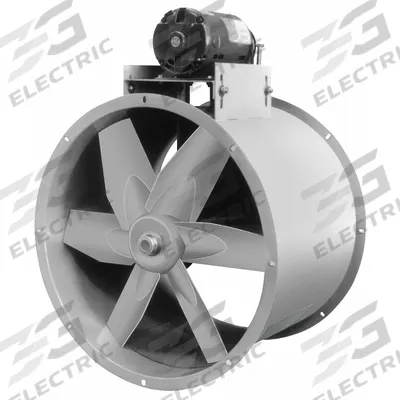 Dayton Tubeaxial Fan: Emergency Smoke, 24 in Blade, 7,085 cfm @ 0.000 in SP, 115/208-230V AC - Emergency Smoke Belt-Drive Fans with Drive