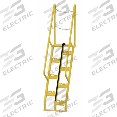 VESTIL Alternating Tread Stairs: 8.5 ft Overall Ht, Steel, 350 lb Load Capacity - Space-Saving Alternating-Tread Steel Stairs