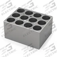 IKA Dry Block: Anodized Aluminum, 3 3/4 in Overall Wd, 3 in Overall Lg, 12 Wells, 19 3/4 mm Well Dia (MPN 4469800). Key specifications — Product Type: Dry Block Heater; Includes Thermometer Well: Yes; Material: Anodized Aluminum; Brand: IKA.