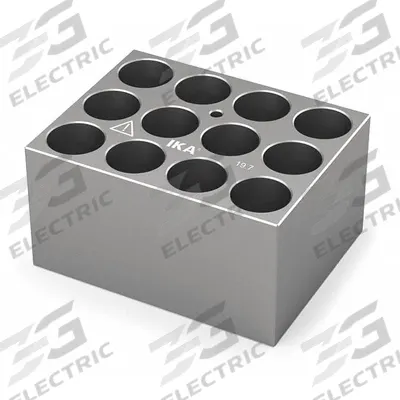 IKA Dry Block: Anodized Aluminum, 3 3/4 in Overall Wd, 3 in Overall Lg, 12 Wells - Dry Bath Blocks