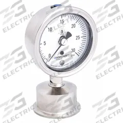 ASHCROFT Pressure Gauge: 0 psi to 30 psi, 2 1/2 in Dial, 1 1/2 in Tri-Clamp, Bottom, ±1.50% Accuracy (MPN 25-1032S-15L-30). Key specifications — Brand: ASHCROFT; Case Material: 316L Stainless Steel; Lens Material: Polycarbonate; Pressure Gauge Type: Sanitary Pressure Gauge; Accuracy: ±1.50%; Includes Calibration Certificate: No; Series: 1032S; Vibration Resistance: Water Resistant.